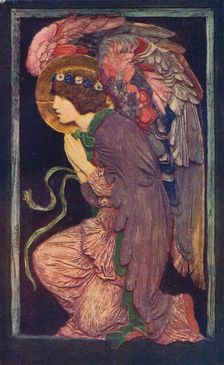 An Angel Adoring`, a coloured plaster relief by Robert Anning Bell c1901 (1901-1902).. Artist: Robert Anning Bell