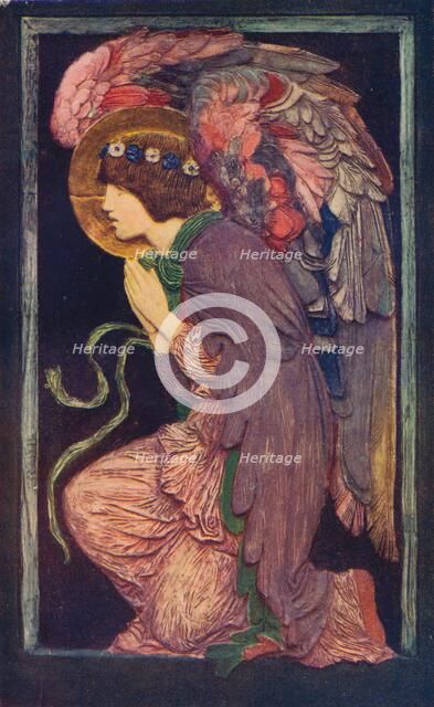 'An Angel Adoring`, a coloured plaster relief by Robert Anning Bell', c1901 (1901-1902).. Artist: Robert Anning Bell.