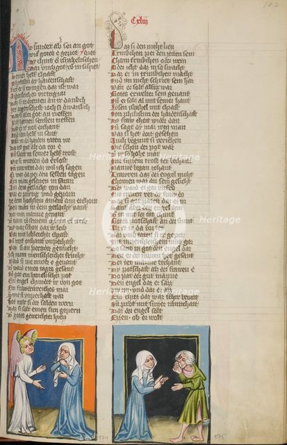 An Angel Appearing to Manoah's Wife: The Woman Telling Manoah about the..., about 1400-10. Creator: Unknown.