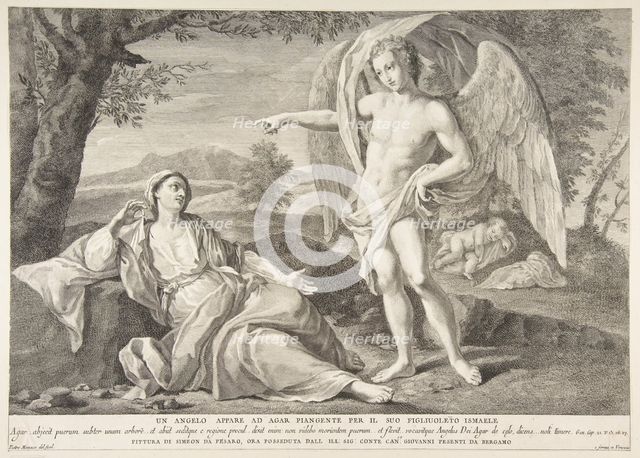 An angel appearing to Hagar, 1727-72. Creator: Pietro Monaco.