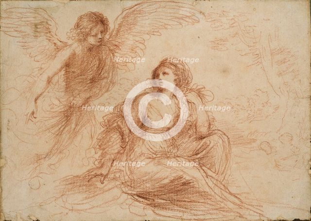 An angel appearing to Hagar and Ishmael, c1653. Artist: Guercino.