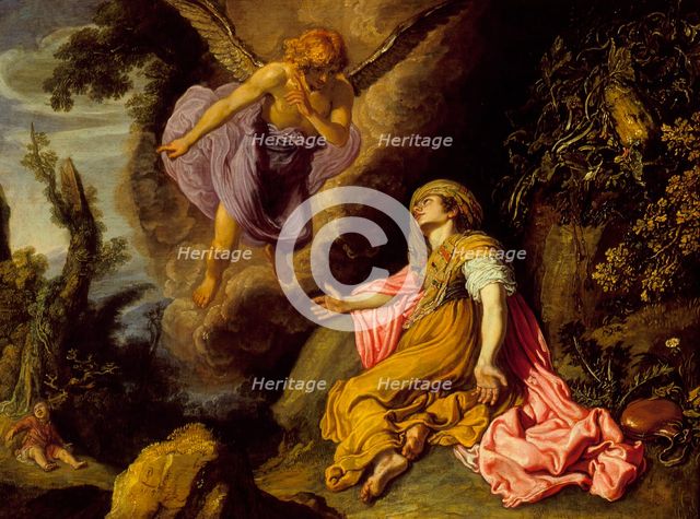 An angel appears and reveals a well of water to Hagar (Genesis 21:14-21) , 1614. Creator: Pieter Lastman.