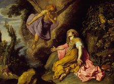 An angel appears and reveals a well of water to Hagar (Genesis 21:14-21) , 1614. Creator: Pieter Lastman