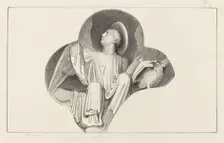 An Angel, from Wells Cathedral, published 1829. Creator: Maria Denman