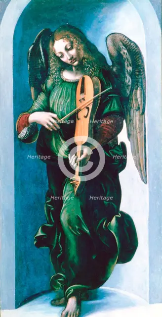 'An Angel in Green with a Vielle', c1500. Artist: Leonardo da Vinci