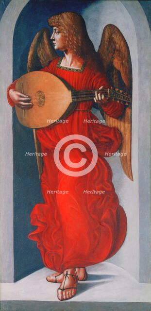 'An Angel in Red with a Lute', 1490-1499. Artist: Leonardo da Vinci