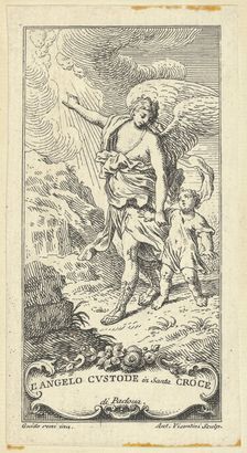 An angel leading a young boy and gesturing to the clouds, ca. 1708-82. Creator: Antonio Visentini