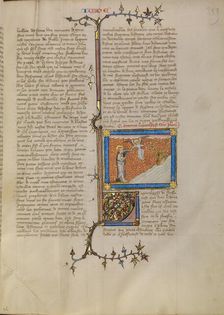 An Angel Showing the Dragon with Seven Heads and Ten Horns to Saint John, about 1360-1370. Creator: Master of Jean de Mandeville