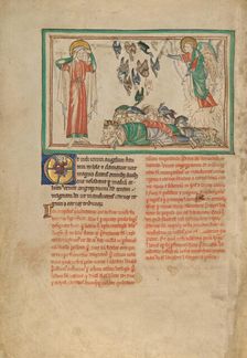 An Angel Standing in the Sun and Birds Invited to the Repast, about 1255-1260. Creator: Unknown