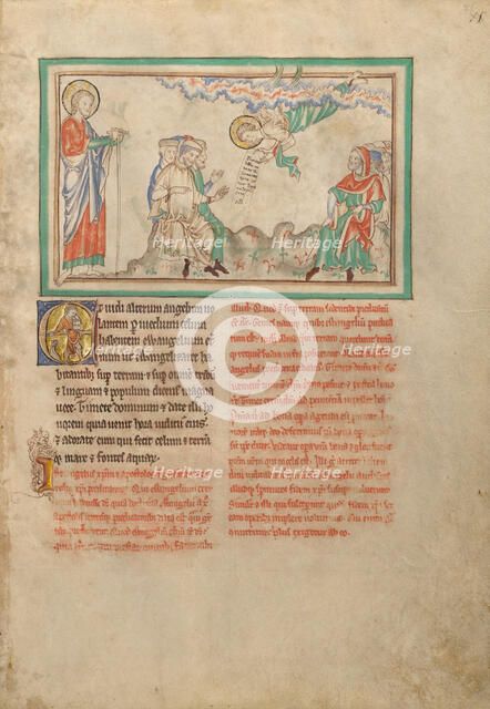 An Angel with the Eternal Gospel; Dyson Perrins Apocalypse, about 1255-1260. Creator: Unknown.