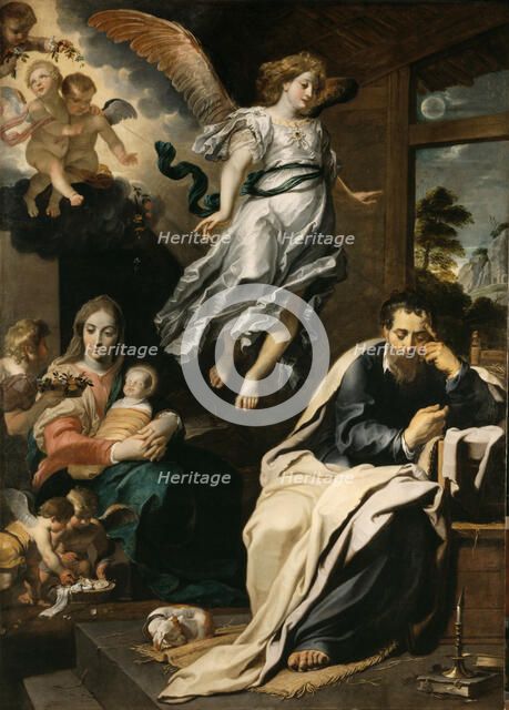 An Angel Telling Joseph in a Dream to Flee to Egypt. Creator: Seghers, Gerard  .