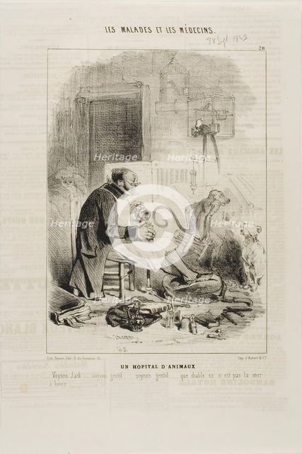 An Animal Hospital (plate 20), 1843. Creator: Charles Emile Jacque.