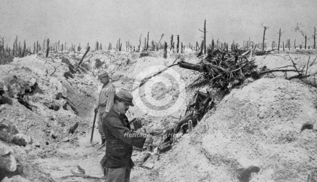 An abandoned German trench around Mesnil, Champagne, France, World War I, 1915. Artist: Unknown