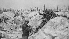 An abandoned German trench around Mesnil, Champagne, France, World War I, 1915