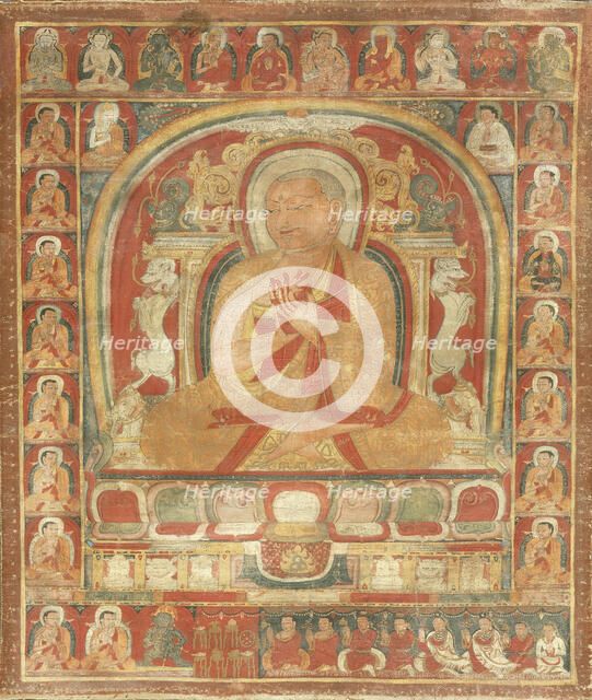 An Abbot and His Lineage, 14th century or earlier. Creator: Anon.