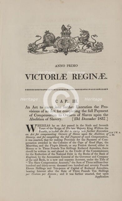 An act to carry into further execution the provisions of an act for completing the full..., 1837. Creator: Unknown.