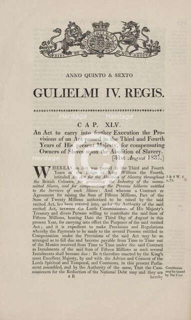 An act to carry into further execution the provisions of an act passed in the third..., 1835. Creator: Unknown.