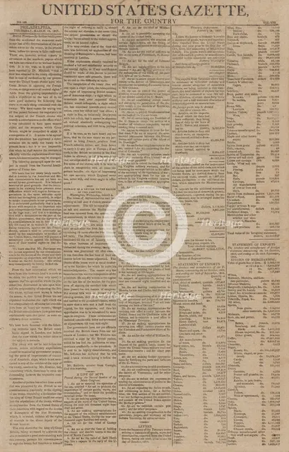An act to prohibit the importation of slaves into any port or place within the jurisdiction..., 1807 Creator: Unknown.
