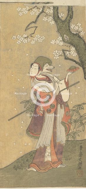 An Actor in the Fox Dance from the Drama, "The Thousand Cherry Trees", 1723-1792. Creator: Ippitsusai Buncho.