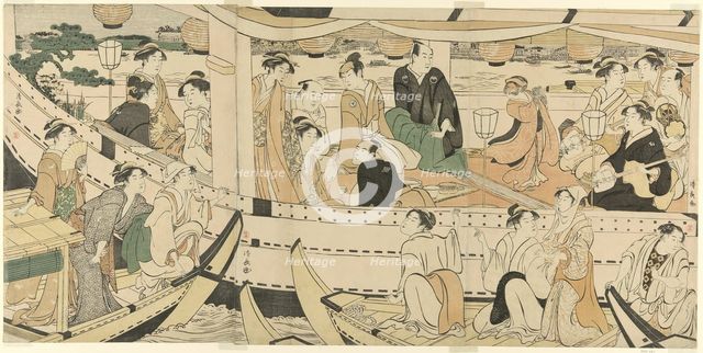 An Actors' Boating Party on the Sumida River, c. 1789. Creator: Torii Kiyonaga.