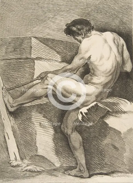 An "Académie": Man Pulling a Cord, 1742-43. Creator: Carle van Loo.