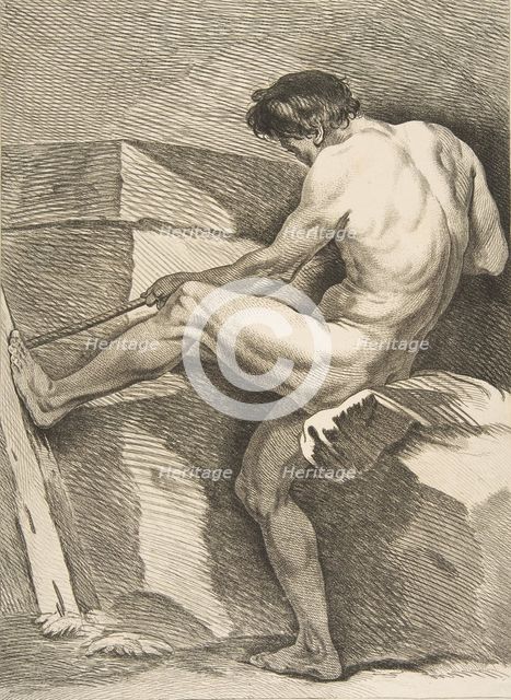 An "Académie": Man Pulling a Cord, 1742-43. Creator: Carle van Loo.