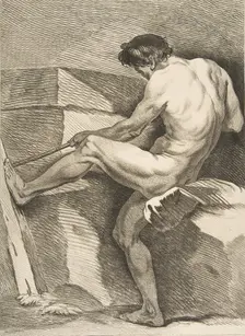 An "Académie": Man Pulling a Cord, 1742-43. Creator: Carle van Loo