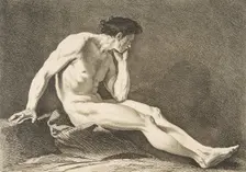 An "Académie": Sitting Man, 1742-43. Creator: Carle van Loo