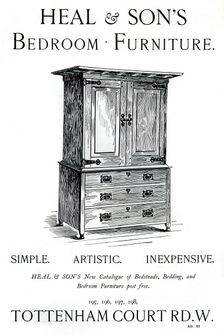 An advertisement for Heal and Son's bedroom furniture, 1898
