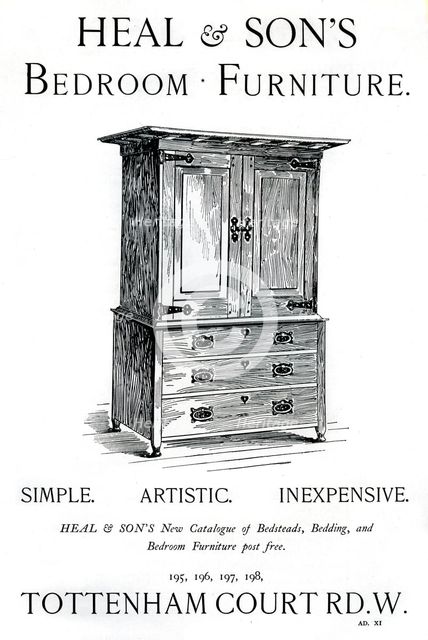 An advertisement for Heal and Son's bedroom furniture, 1898. Artist: Unknown