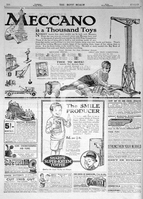 An advertising page in The Boy's Realm, Christmas 1921. Artist: Unknown