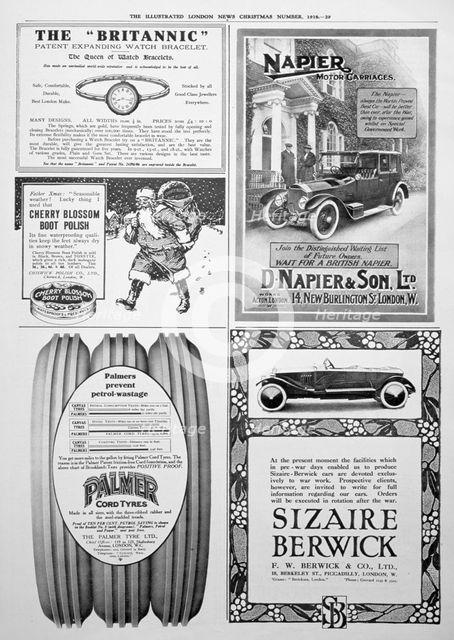 An advertising page in the Illustrated London News, Christmas, 1916. Artist: Unknown