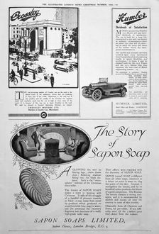 An advertising page in the Illustrated London News, Christmas number, 1920