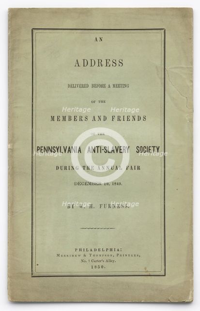 'An Address Delivered Before a Meeting of the Members and Friends of the Pennsylvania'..., 1850. Creator: Unknown.