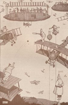 An Aerial Cricket Match of the Future c1918 (1919). Artist: W Heath Robinson