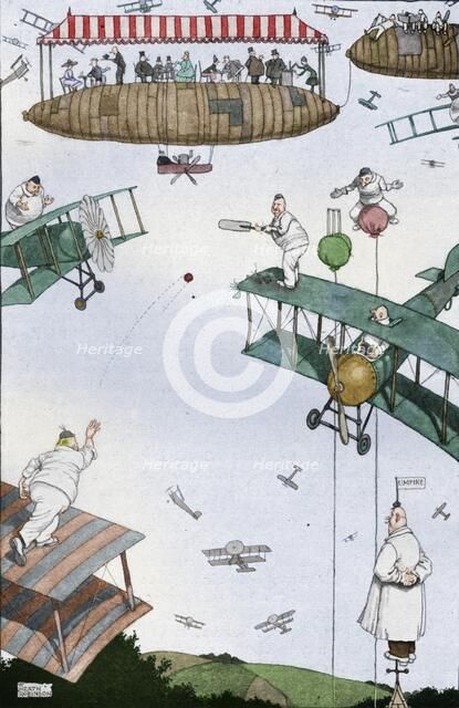 'An Aerial Cricket Match of the Future', c1918 (1919). Artist: W Heath Robinson.