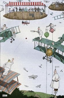 An Aerial Cricket Match of the Future c1918 (1919). Artist: W Heath Robinson