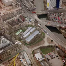 An aerial view of Manchester Cathedral, 2001. Artist: EH/RCHME staff photographer