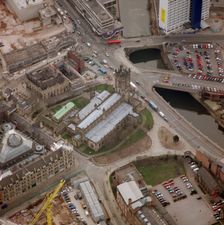An aerial view of Manchester Cathedral, 2001. Artist: EH/RCHME staff photographer