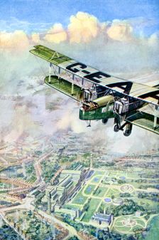 An aeroplane over London, 1926.Artist: GH Davis