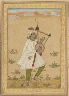 An African Lyre Player (recto); Calligraphy (verso), c. 1640-1660. Creator: Unknown