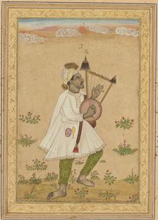 An African Lyre Player (recto); Calligraphy (verso), c. 1640-1660. Creator: Unknown