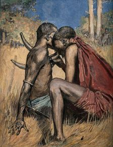 An African medicine man or shaman applying the technique of cupping to a patient... Creator: Unknown