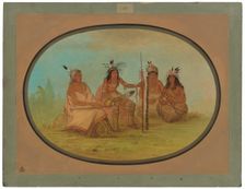 An Aged Ojibbeway Chief and Three Warriors, 1861/1869. Creator: George Catlin