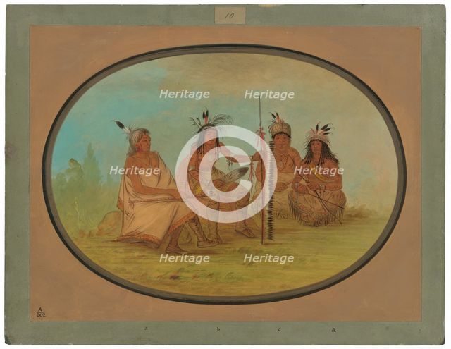 An Aged Ojibbeway Chief and Three Warriors, 1861/1869. Creator: George Catlin.