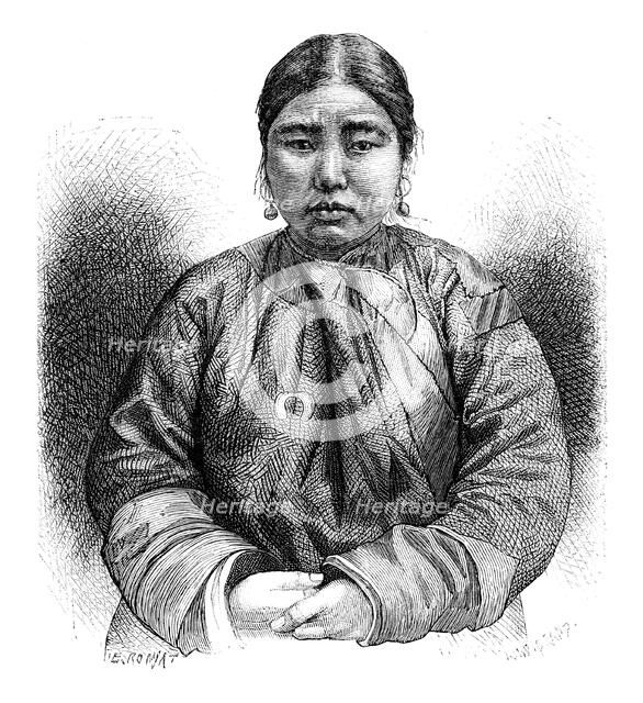 An Ainu girl, Japan, 1895.Artist: E Ronjat