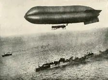 An Airship Escorting a Convoy (1919). Creator: Unknown