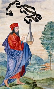An alchemical adept carrying the vase of Hermes, which is inscribed "Let us..., 1900-1909. Creator: Edith Annie Ibbs