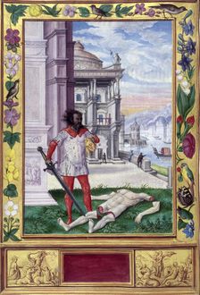 An alchemical beheading and dismemberment, 1582. Creator: Unknown