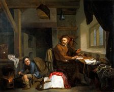 An alchemist making gold, 1665. Creator: Hendrick Heerschop